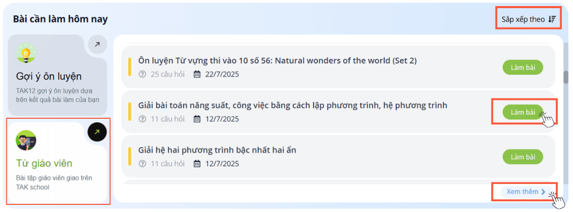 bài cần làm từ giáo viên